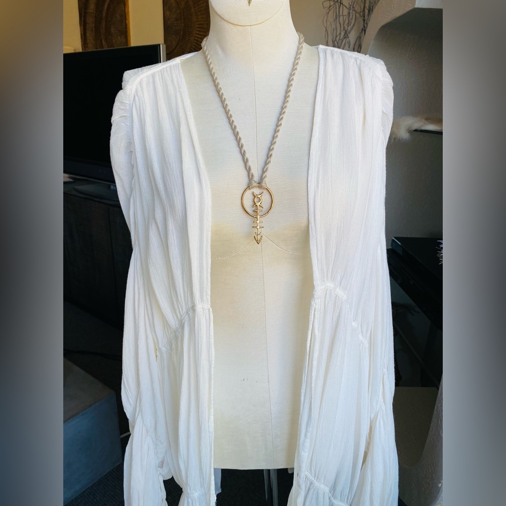 Custom Tribal Arrow Moon Brass Necklace free people hippie boho witchy goth - Picture 4 of 7